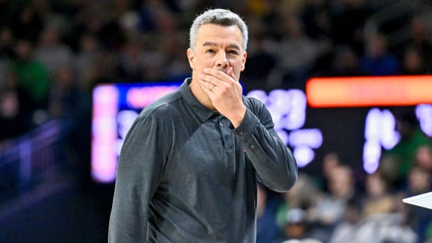Virginia Cavaliers head coach Tony Bennett watches in the first half against the Notre Dame Fighting Irish at the Purcell Pavilion.